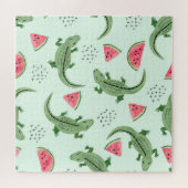 Crocodile Watermelon, Abstraktes Vintages Muster. Puzzle (Horizontal)