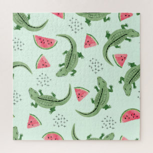 Crocodile Watermelon, Abstraktes Vintages Muster. Puzzle