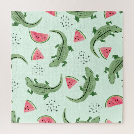 Crocodile Watermelon, Abstraktes Vintages Muster. Puzzle (Vertikal)