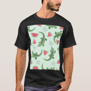 Crocodile Watermelon, Abstraktes Vintages Muster. T-Shirt