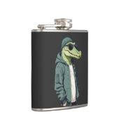 Crocodile Wear Hoodie Funny Cool Animal Vector Flachmann (Rechts)