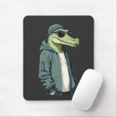 Crocodile Wear Hoodie Funny Cool Animal Vector Mousepad (Mit Mouse)