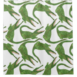 Crocodile White Watercolor Array Duschvorhang