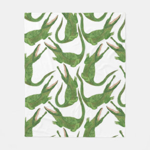 Crocodile White Watercolor Array Fleecedecke