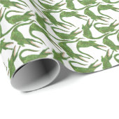 Crocodile White Watercolor Array Geschenkpapier (Rolleneckpunkt)