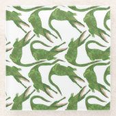 Crocodile White Watercolor Array Glasuntersetzer (Vorderseite)