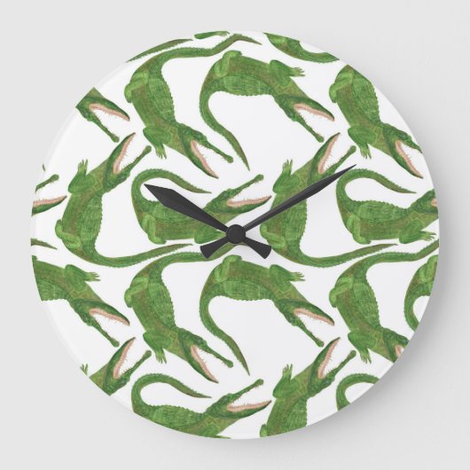 Crocodile White Watercolor Array Große Wanduhr (Vorderseite)