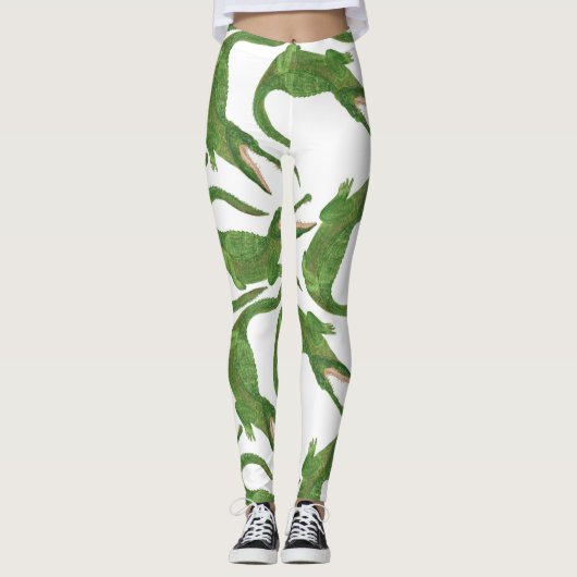 Crocodile White Watercolor Array Leggings (Vorderseite)