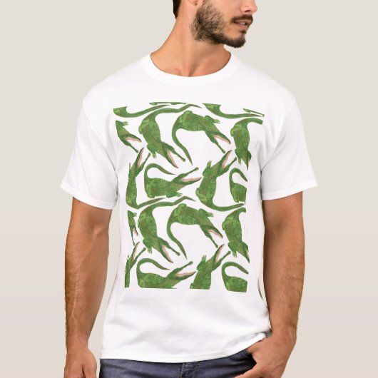 Crocodile White Watercolor Array T-Shirt (Vorderseite)