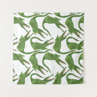 Crocodile White Watercolor Array Wandteppich