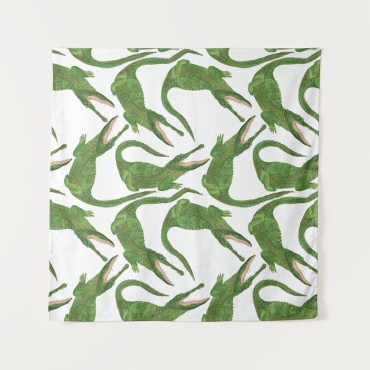 Crocodile White Watercolor Array Wandteppich (Vorderseite)