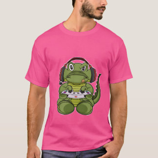 Crocodile With Gaming Controller I Funny Gaming I T-Shirt