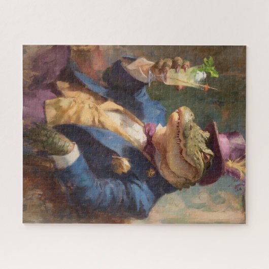 Crocodile with Mojito Whimsical Victorian Image Puzzle (Horizontal)