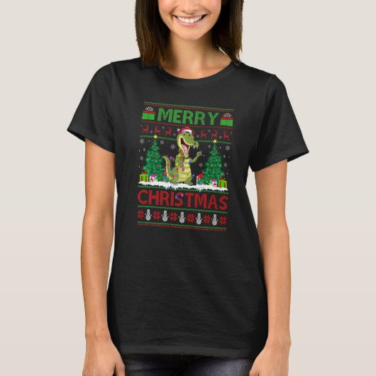 Crocodile Xmas Tree Ugly Santa Crocodile Christma T-Shirt (Vorderseite)