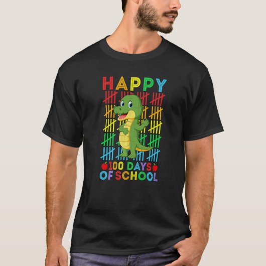 Crocodiles Teacher Student Happy 100 Days of Schoo T-Shirt (Vorderseite)