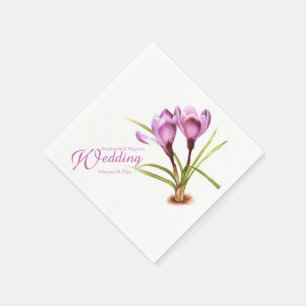 Crocus Aquarell lila Hochzeitsnapkins Serviette