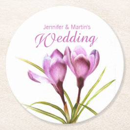 Crocus Aquarellkunst lila Hochzeitsfeiern Unterset Runder Pappuntersetzer
