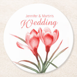 Crocus Aquarellkunst Orange Hochzeitsfeiern Unters Runder Pappuntersetzer