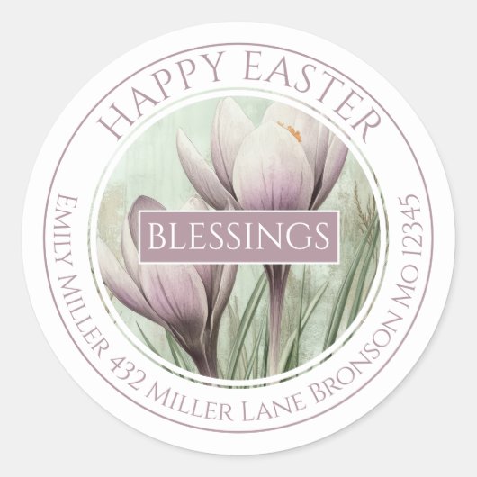 Crocus Bloom Easter Runder Aufkleber (Vorderseite)