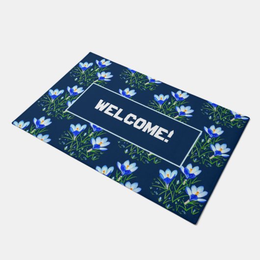 Crocus Blume Blue Fußmatte (Schrägansicht)