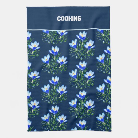 Crocus Blume Blue Geschirrtuch (Vertikal)