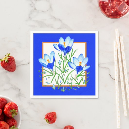 Crocus Blume Blue & White Paper Napkins Serviette (Beispiel)