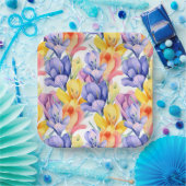 Crocus Blume Floral Geburtstag Pappteller (Party)