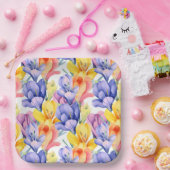 Crocus Blume Floral Geburtstag Pappteller (Party)