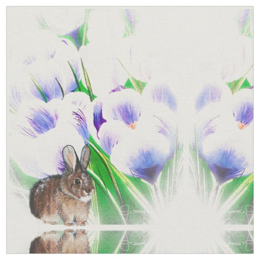 Crocus Bunny Fabric Stoff (Nahaufnahme)