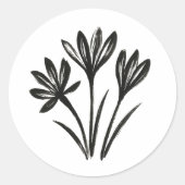 Crocus Herbst - Pinselstrich Botanisches Trio on Runder Aufkleber (Vorderseite)