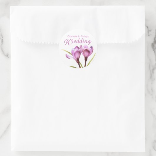 Crocus lila Hochzeitsticker Runder Aufkleber (Tasche)