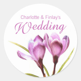 Crocus lila Hochzeitsticker Runder Aufkleber