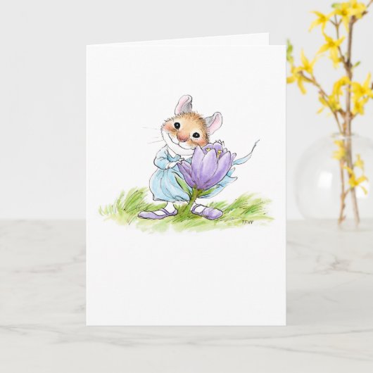 Crocus Mouse Card Karte (Gelbe Blume)