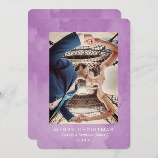 Crocus Petal Moderne Weihnachtskarte Einladung (Vorne/Hinten)