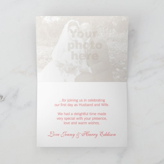 Crocus rosa rote Hochzeit danke Karte (Innenseite)