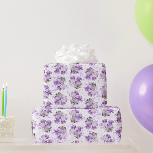 Crocus Spring Floral Pattern Geschenkpapier (Partygeschenke)