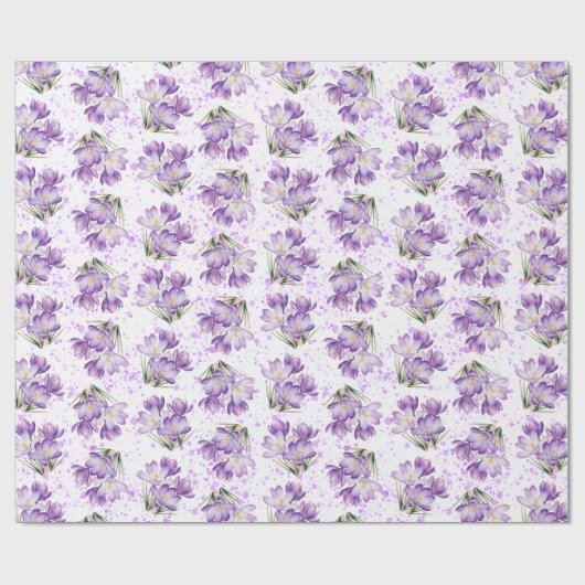 Crocus Spring Floral Pattern Geschenkpapier (Flach)