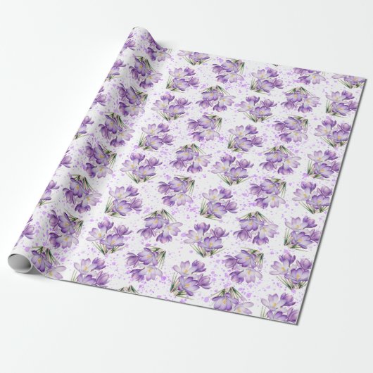 Crocus Spring Floral Pattern Geschenkpapier (Ungerollt)