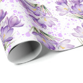 Crocus Spring Floral Pattern Geschenkpapier (Rolleneckpunkt)