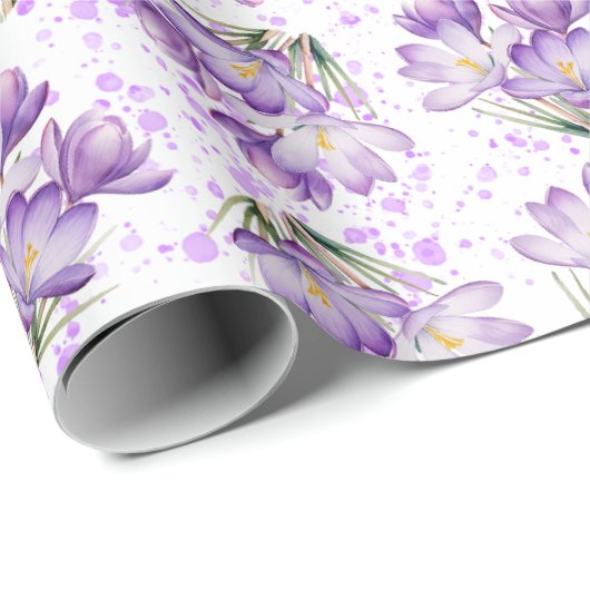 Crocus Spring Floral Pattern Geschenkpapier (Rolleneckpunkt)