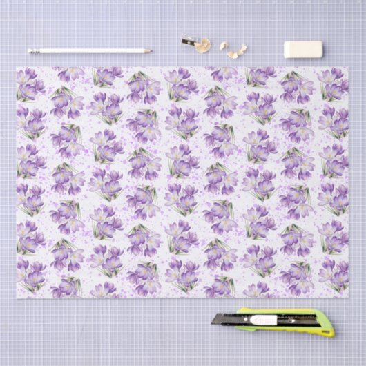 Crocus Spring Floral Pattern Seidenpapier (Handwerk)