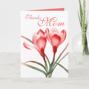 Crocus "Thanks Mom" pink red mothers card Dankeskarte