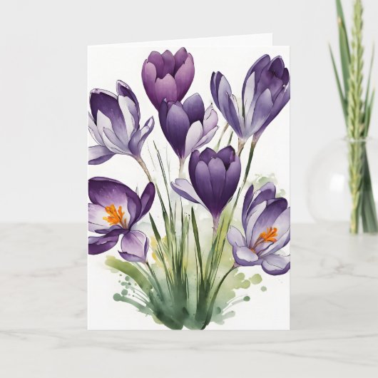 Crocus - Watercolor flowers Karte (Vorderseite)