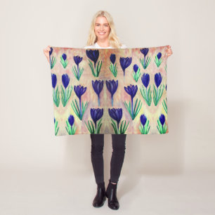 Crocus Watercolor Muster Fleece Blanket
