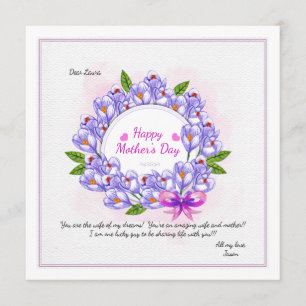 Crocus Wreath Mother's Day Foto Card Karte
