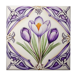 Crocus zu Symmetric Art Nouveau Fliese