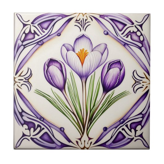 Crocus zu Symmetric Art Nouveau Fliese (Vorderseite)