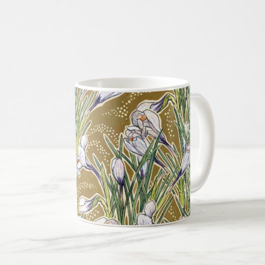 Crocuses, Blumenmuster, schöne Frühlingsblumen Kaffeetasse (VorderseiteRechts)