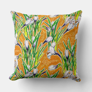 Crocuses, Blumenmuster, schöne Frühlingsblumen Kissen