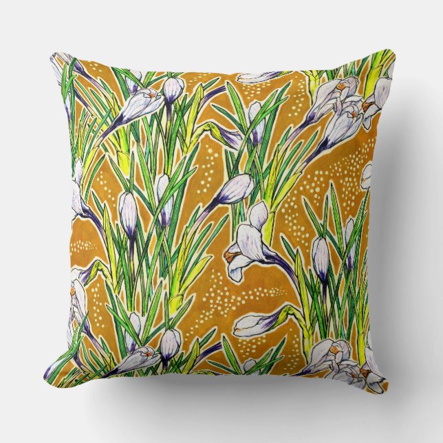 Crocuses, Blumenmuster, schöne Frühlingsblumen Kissen (Vorderseite)